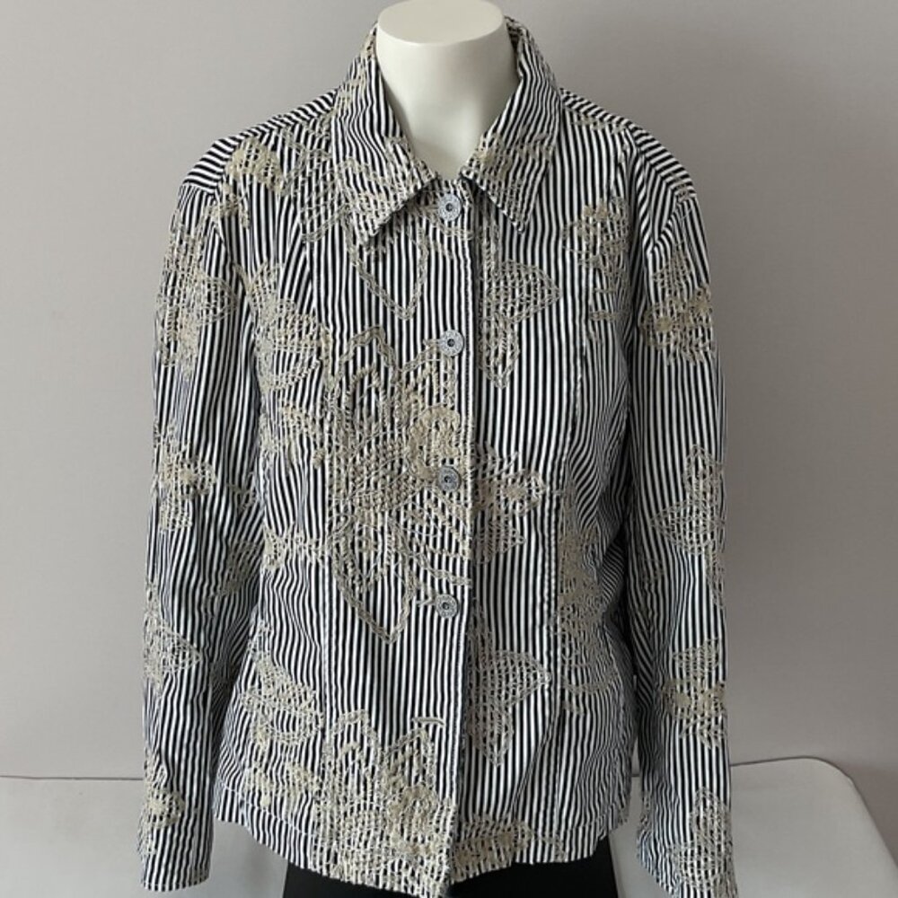 Striped Embroidered Jacket - Picture 2 of 10